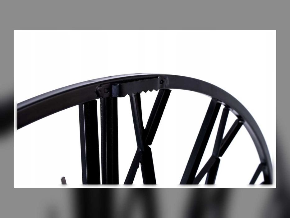 Nowy Zegar Ścienny Loft Metalowy Czarny 50 Cm Cyfry Rzymskie Retro