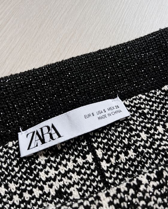 Spodniczka zara old money pepitka dzianinowa
