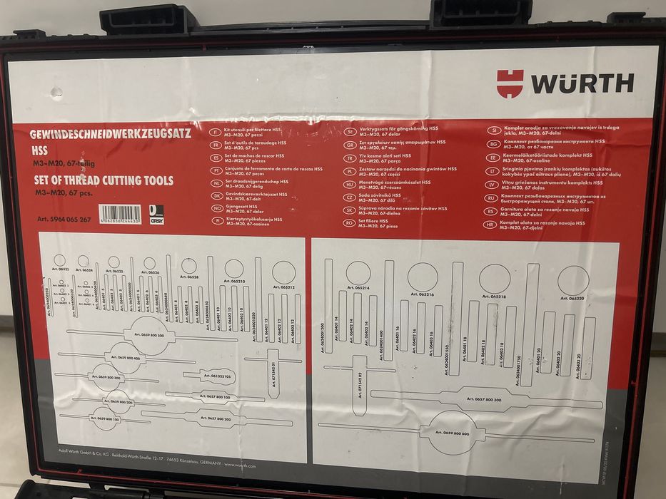 WURTH zestaw narzedzi do gwintowania