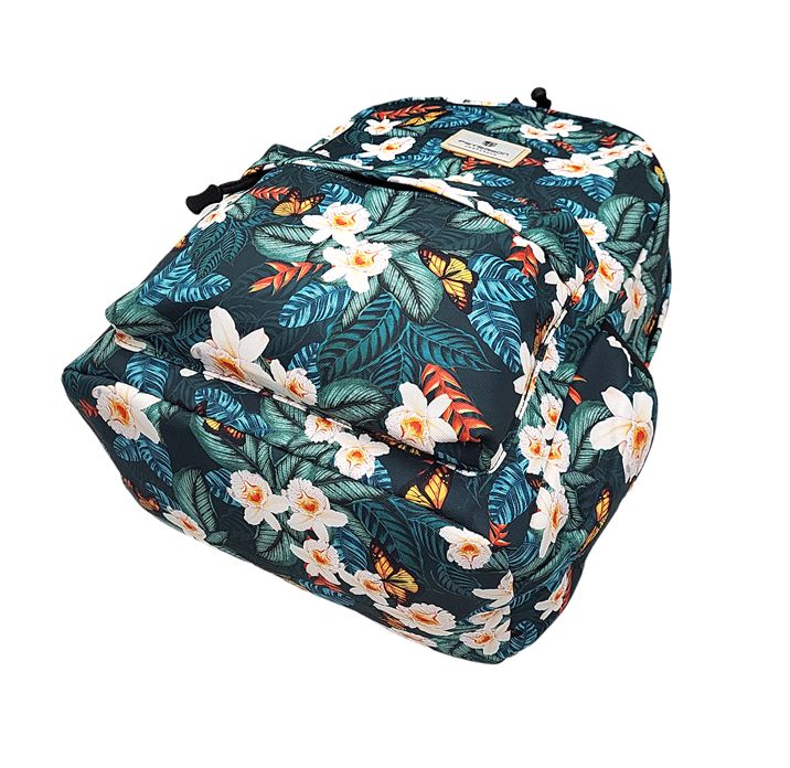 Plecak miejski PETERSON print białe kwiaty