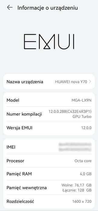 Telefon Huawei Nova Y70 128GB