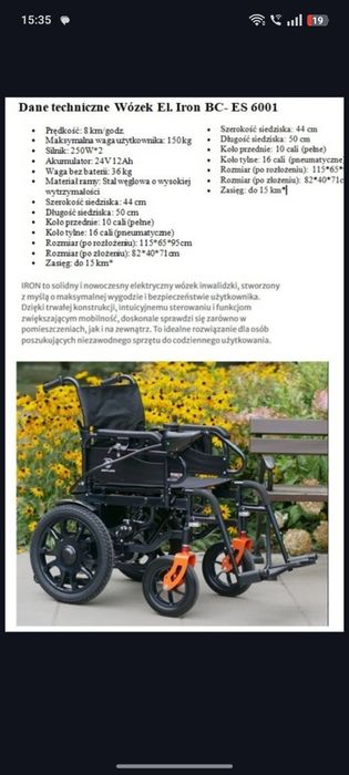 Wózek inwalidzki elektryczny Black 8008 Iron 6001