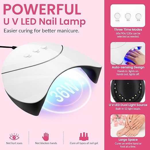 Zestaw do robienia paznokci lakierów żelowych UV VANREESA 48W