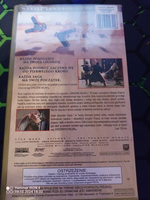 Star Wars Mroczne Widmo VHS