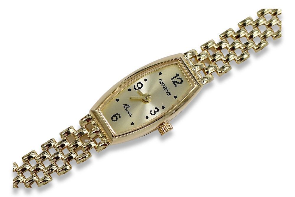 Prześliczny 14K 585 złoty damski zegarek Geneve lw064y