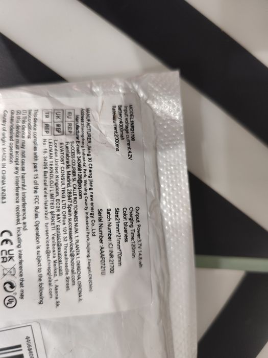 Pilhas IRN 21700  3.7 V