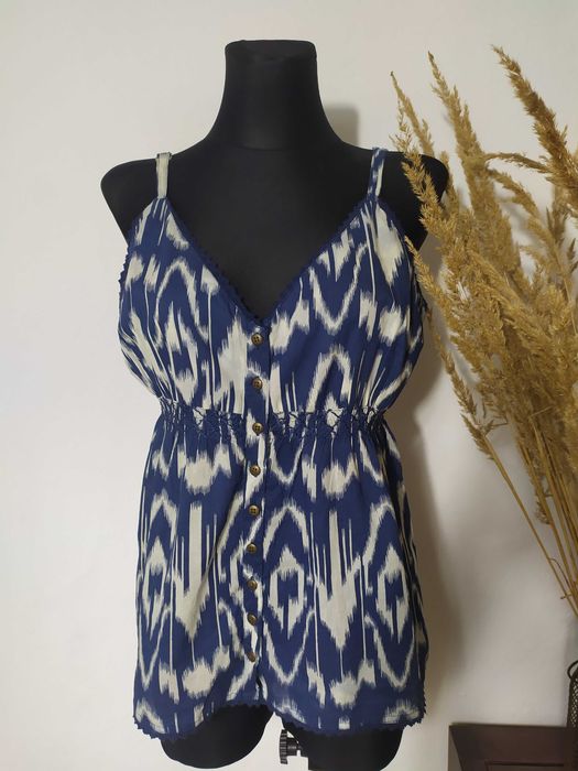 Bershka Bawełniana Niebieska bluzka na ramiączkach Hippie Boho 44 XXL