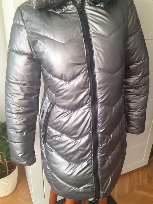Ciepła kurtka metaliczny kolor