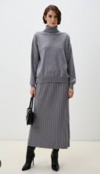 Костюм теплий трикотаж повсякденний спідниця міді