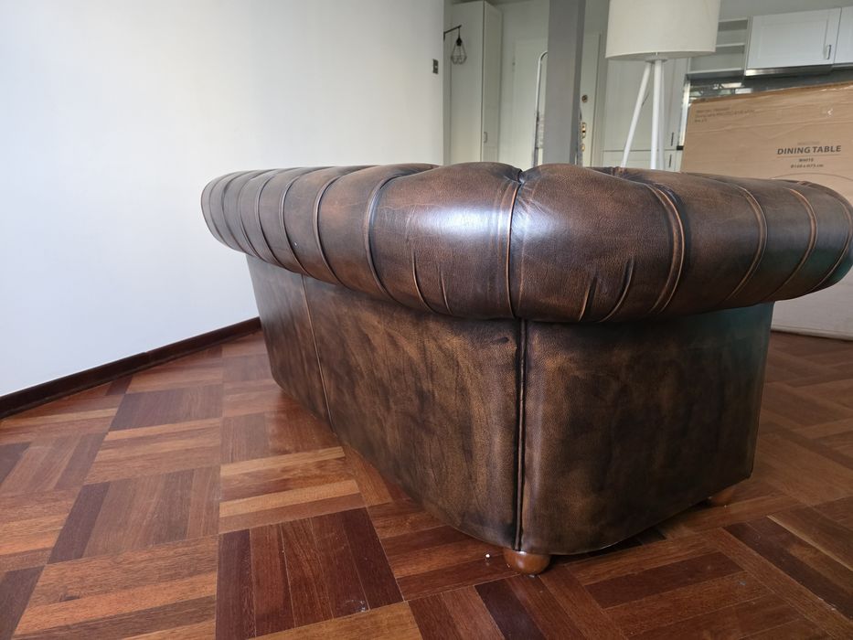 Chesterfield - sofa 2 osobowa skórzana