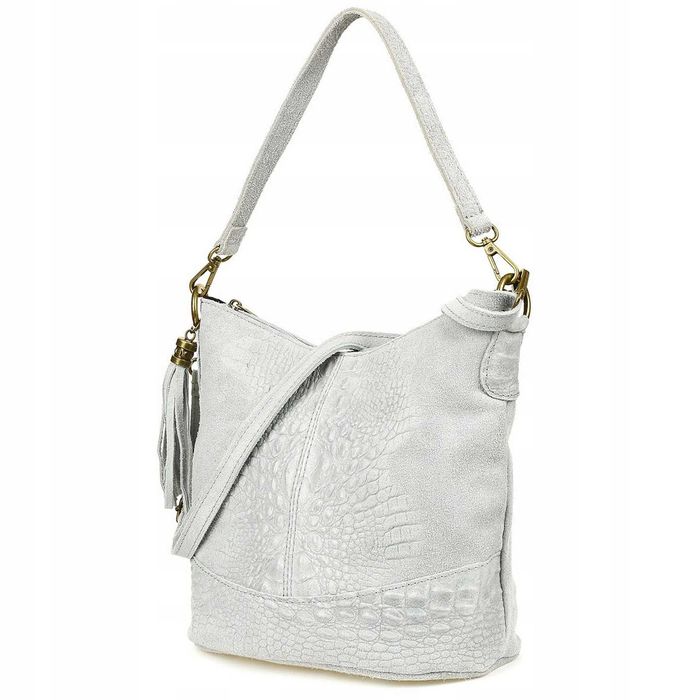 Torebka skórzana szara Borse in Pelle