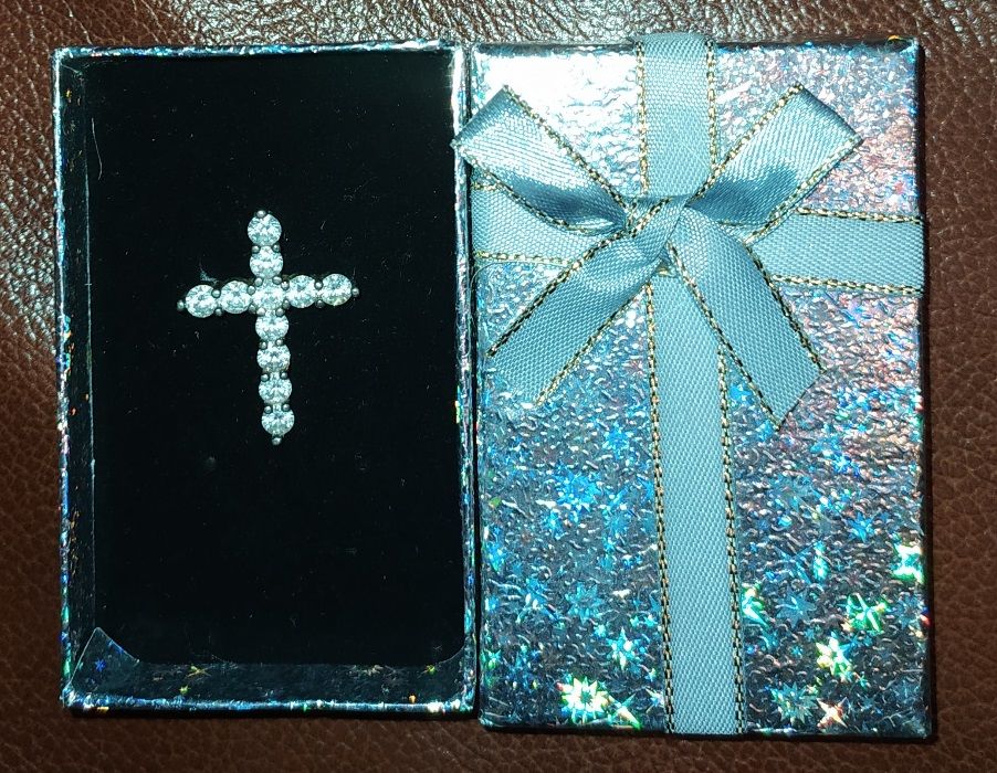 Женский Крестик, Бижутерия, С Белыми Кристаллами