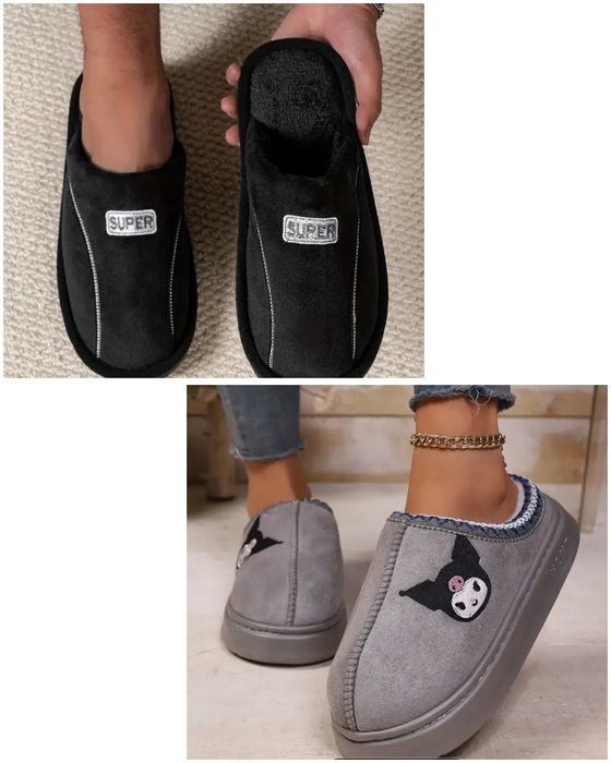 Тапочки мужские черные 25 см и тапочки угги коричневые 26 см