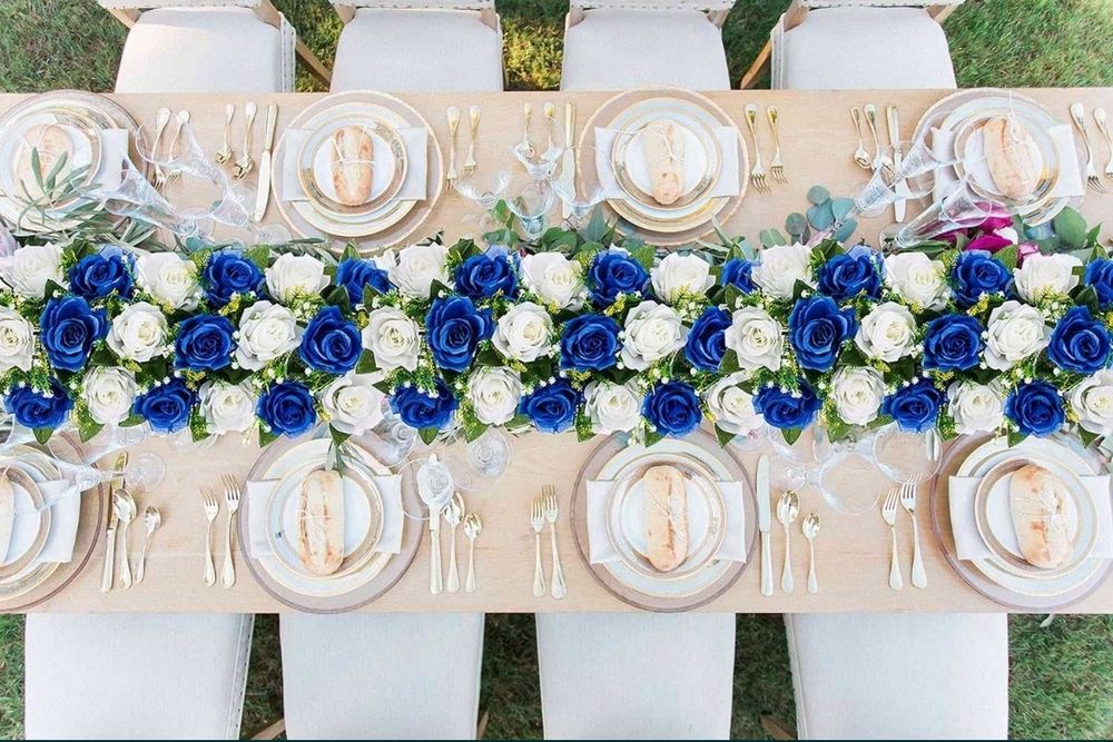 Dekoracja ze sztucznych kwiatów na stół weselny itp, zestaw 10 paneli