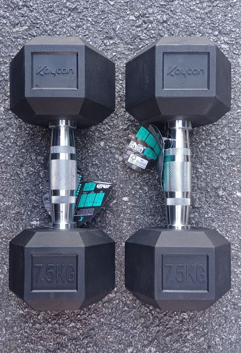 Dumbbells (pares) 5kg, 7.5kg, 10kg e 15kg como novos