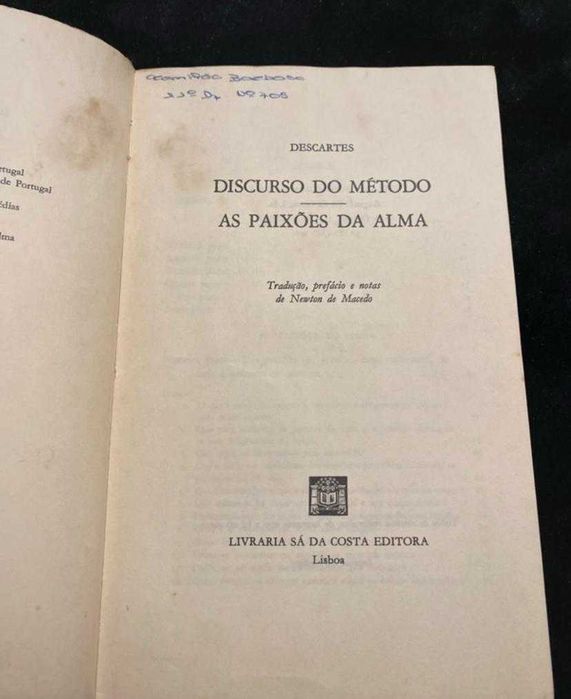 Descartes – Discurso do Método / As Paixões da Alma, Clássicos Sá da Costa 9.ª edição 1980