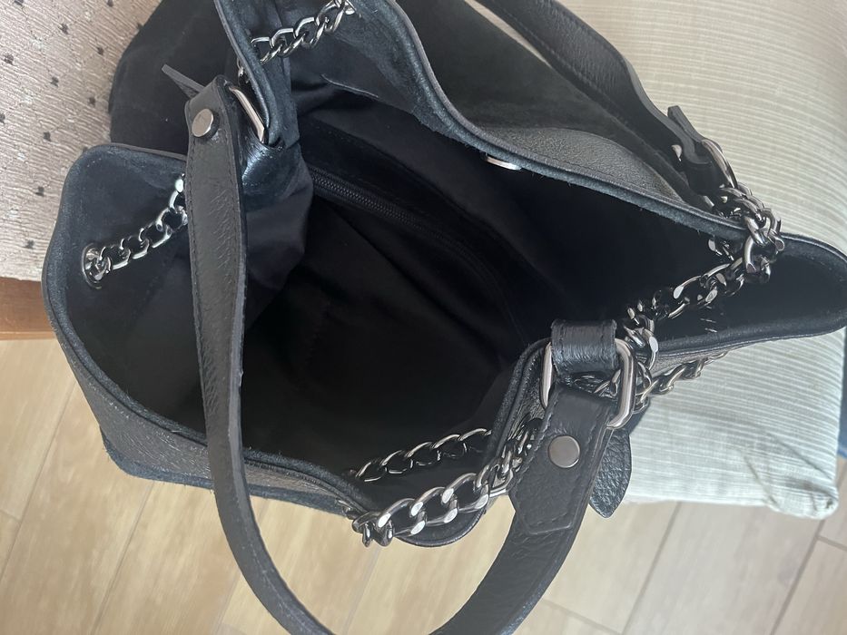 Torebka Wojas czarna skóra naturalna