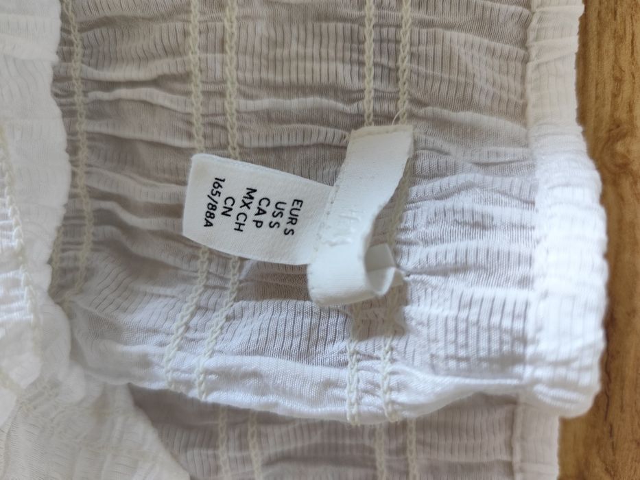 Bluzka top hiszpanka biała H&M r.36 S bufiaste rękawy