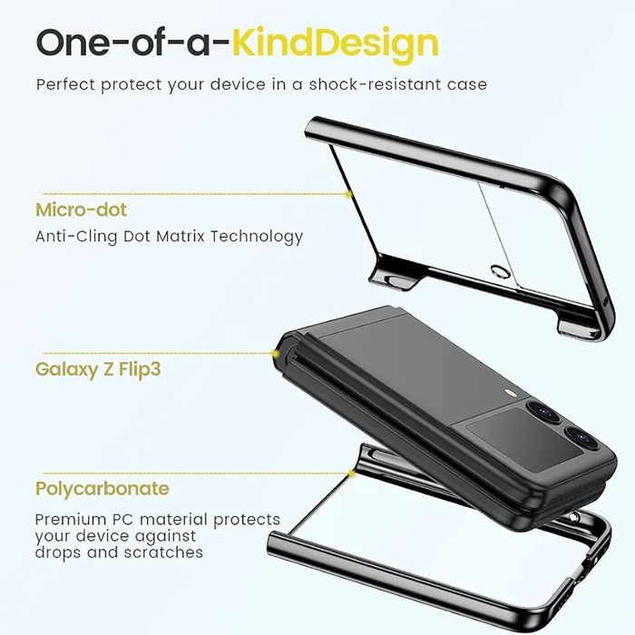 Etui Samsung Galaxy Z Flip 3, przeźroczyste z czarną ramką, VEGO