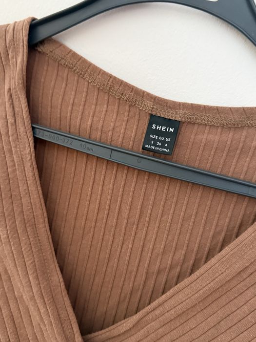 Crop top brązowy shein