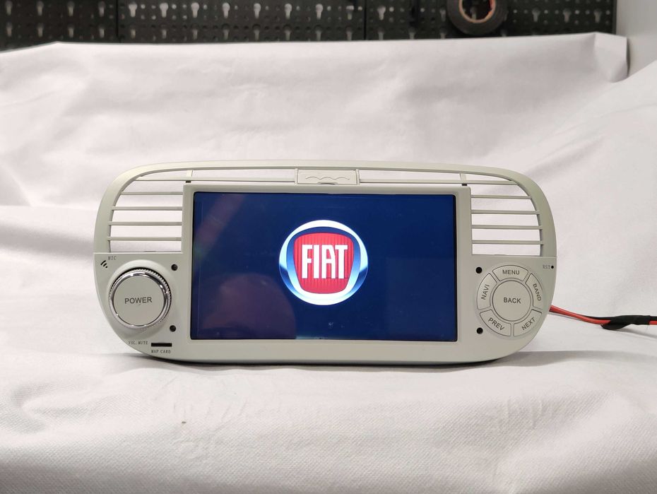 Radio 2 DIN Android 13 Fiat 500– Branco GPS WIFI CarPlay - Novo