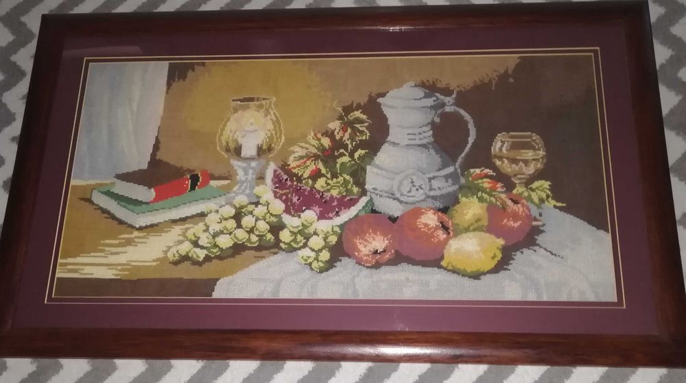 Wyszywany obraz martwa natura