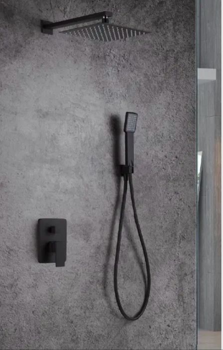 Conjunto torneiras pretas imex quadradas encastrar na parede p