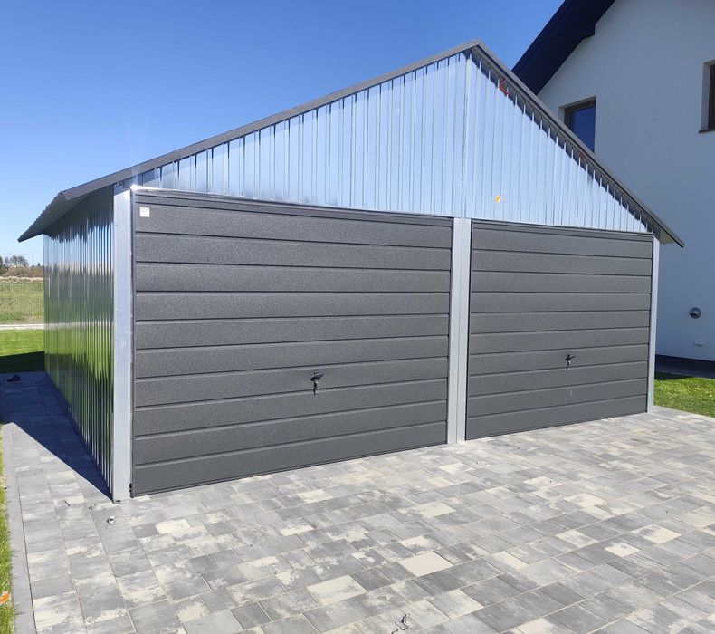 Garaż 5x5 Grafit Biały  PROMOCJA konstrukcja OCYNK