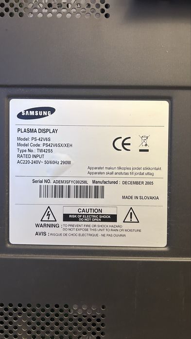 Telewizor plasma display PS42V6S