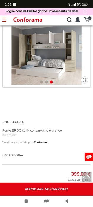 Cama com arrumação e roupeiro