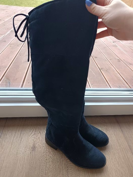 Granatowe zamszowe kozaki 37
