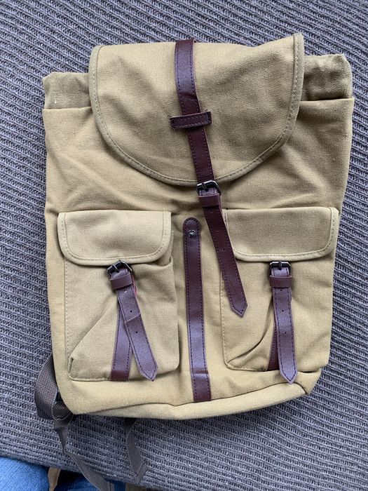 Klasyczny Plecak Vintage / Rucksack – Canvas i Skóra (Styl Retro/Militarny)