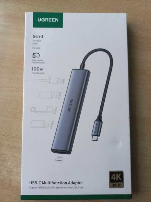 UGREEN USB-C Hub 5-in-1 | HDMI 4K | PD 100W | 3×USB