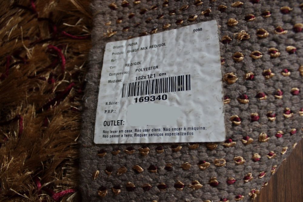 Tapete Tricana pêlo longo 182cm X 121cm (red/gold)