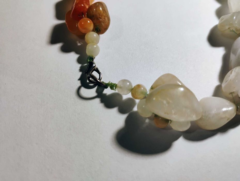 naszyjnik nowy masywny naturalne kamienie ciężki różne kolory