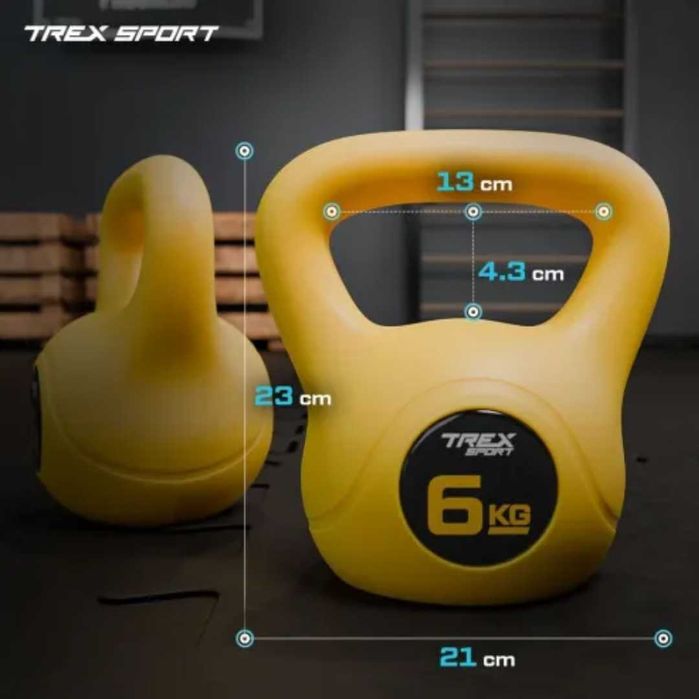 Гиря вінілова 6кг Trex Sport TX-006CKB. (8, 10, 12, 16, 20 кг)