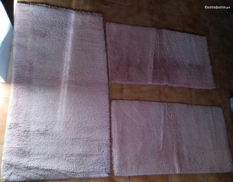 Conjunto 3 Tapetes Sala Quarto Casa Cor de Rosa