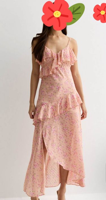 Sukienka asymetryczna z falbanami nowa