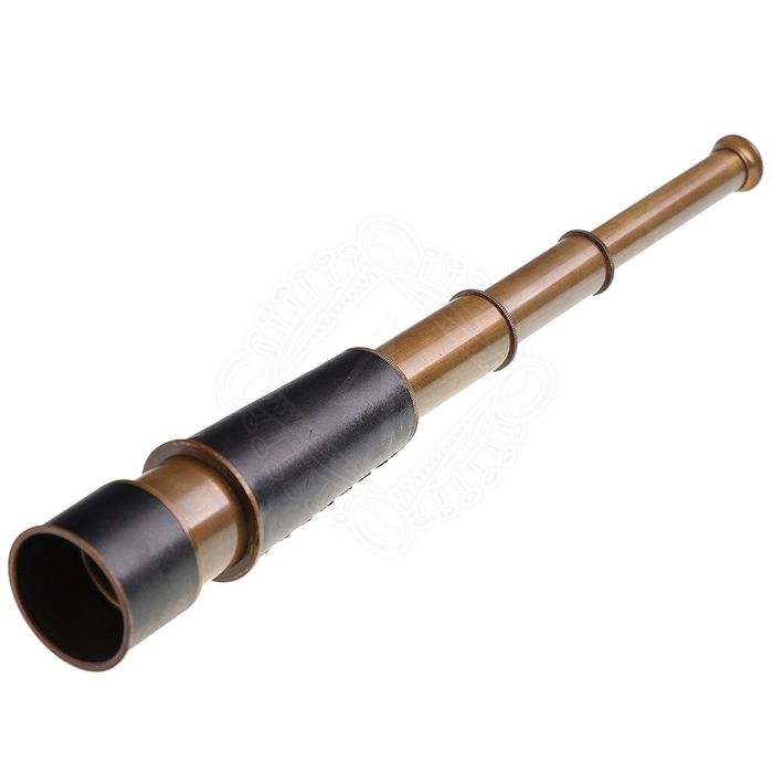 Teleskop mosiężny z uchwytem skórzanym i paskiem