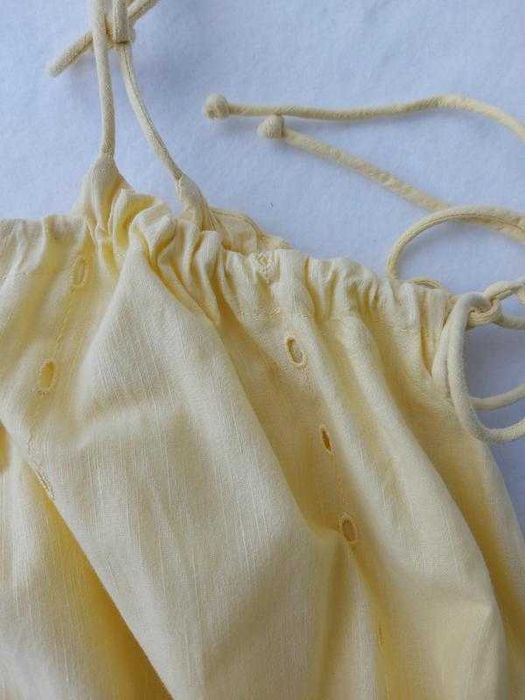 Жовта максі-сукня сарафан з вишивкою без рукавів zara