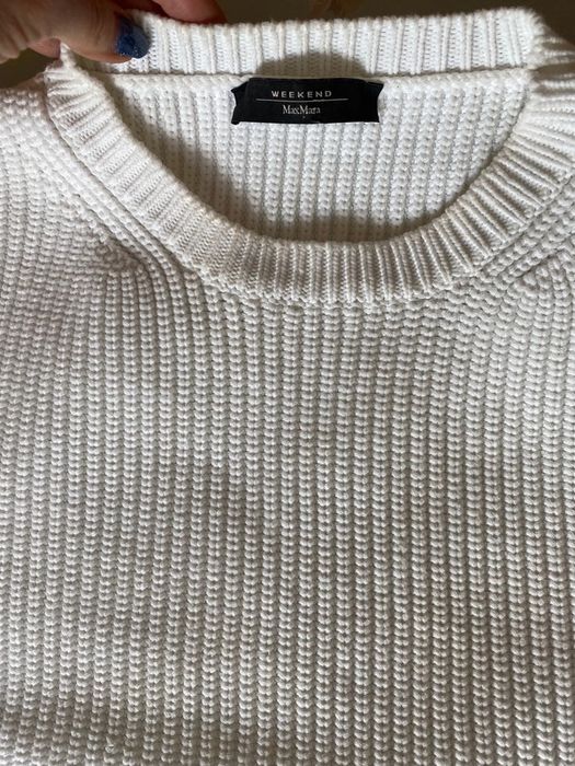 Max mara weekend bialy sweter dzianina wiazany pleciony swetr s 36