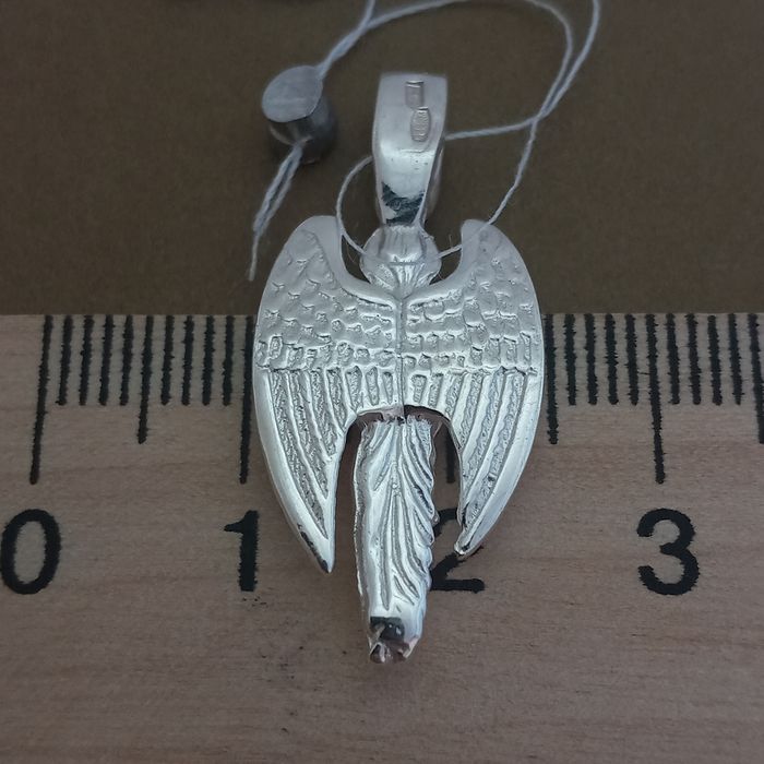 Срібний кулон архангел і ланцюжок бісмарк підвіска ангел ланцюг підвіс