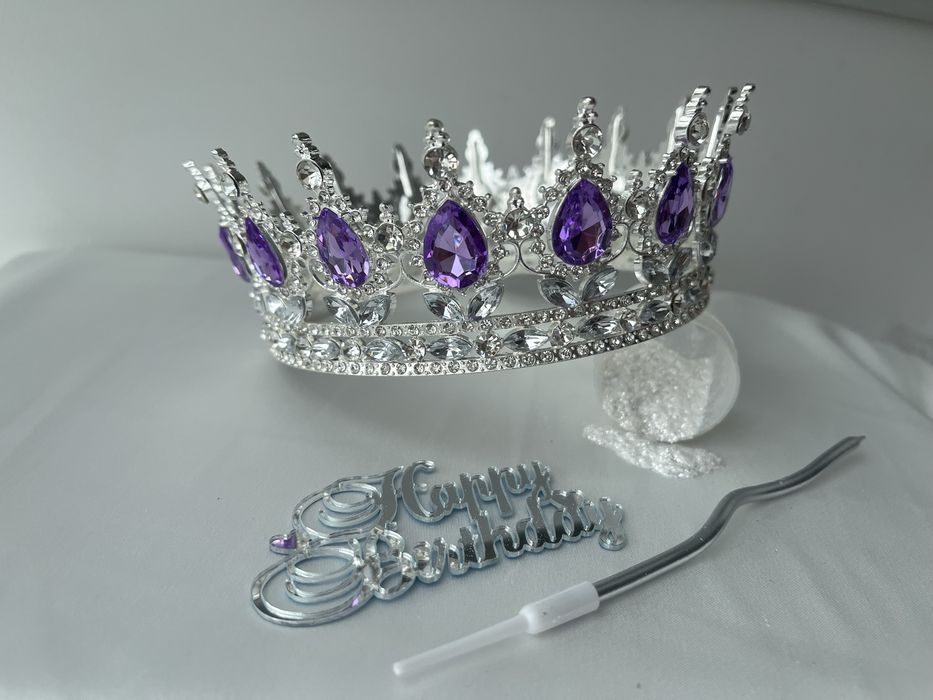 Корона на торт 12 см - 350 грн/ харчові блисківки /надпис/свічка