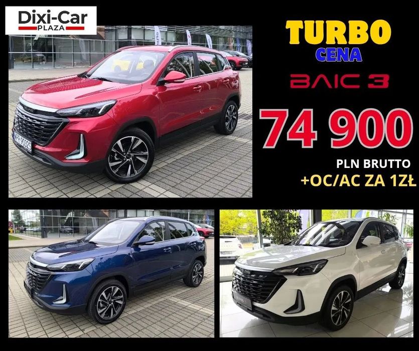 BAIC 3 Turbo CENA ! 1,5 Turbo 136KM, Kamera, szyberdach, pół-skóra