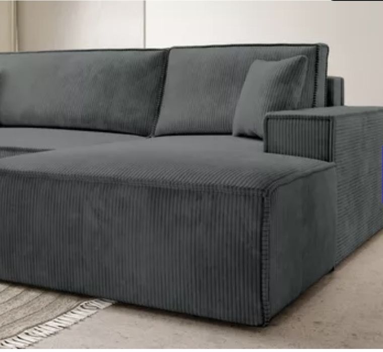 Szary sztruksowy narożnik