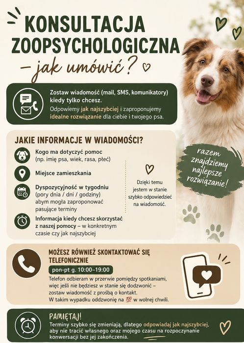 BEHAWIORYSTA,TRENER,ZOOPSYCHOLOG psów i kotów-lęk,agresja,szkolenie