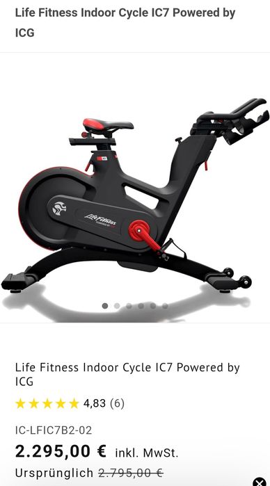 Bicicleta Spinning Life fitness IC7, como nova
