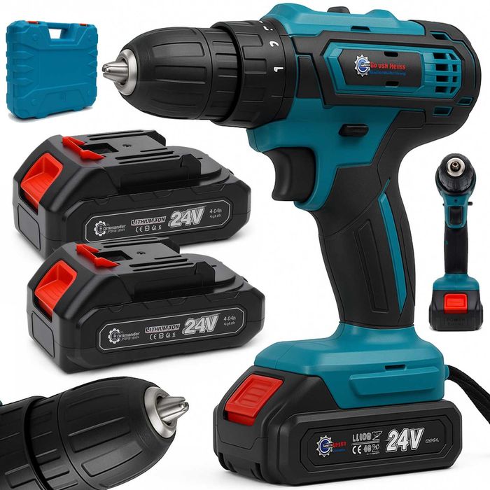 Wiertarko Wkrętarka Akumulatorowa 24v + 2 Akumulatory 6.0ah W Walizka