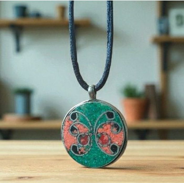 Кулон / підвіска. Ручна робота. Метал, кераміка, емаль