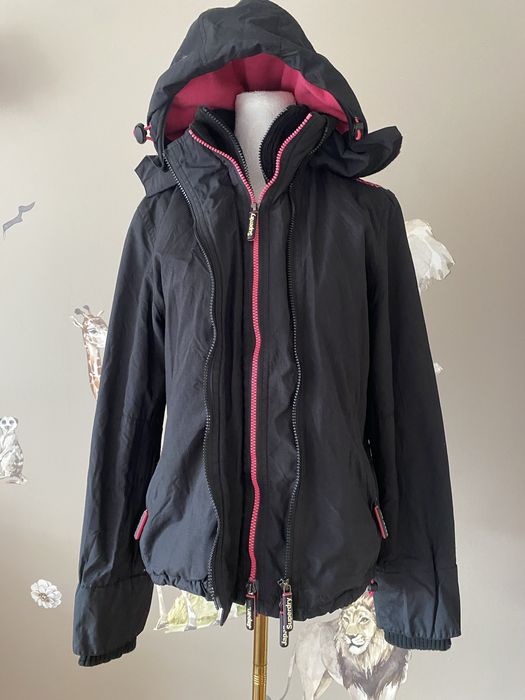 Superdry Windcheater kurtka damska M czarna wiatrówka z polarem